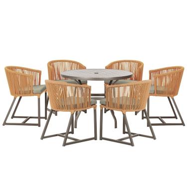 Imagem de Mesa com 6 Cadeiras de Jantar Roma 120cm e Noronha em Alumínio