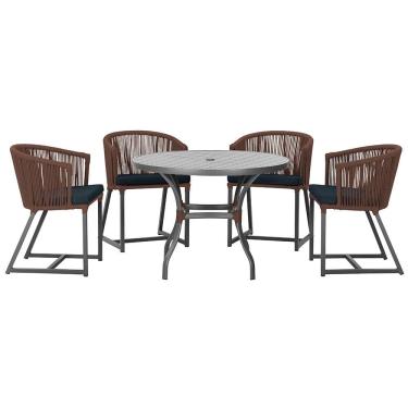 Imagem de Mesa com 4 Cadeiras de Jantar Roma 100cm e Noronha em Aluminío