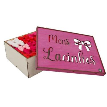 Imagem de Caixa organizadora presente com tampa de sapato porta lacinhos 22x16x8