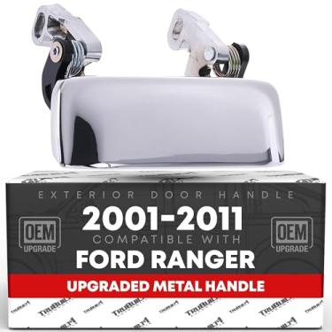 Imagem de Maçaneta de porta externa atualizada de metal, dianteira esquerda/direita - compatível com Ford Ranger 2001-2011, Mazda série B 01-10 - todo cromado - OEM 6L5Z-1022404-CAPTM-ACHMT,