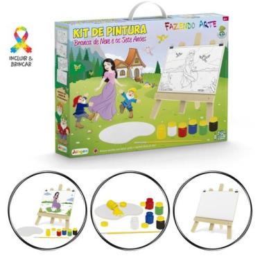 Imagem de Kit Pintura Infantil com Cavalete e tintas Branca de Neve - Junges