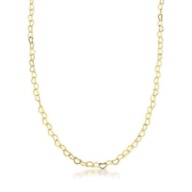 Imagem de Colar Corrente Elo Corações 3mm Banhada A Ouro 18k