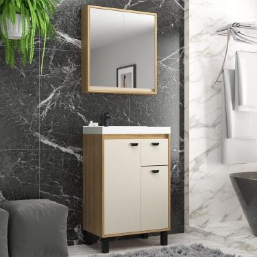 Imagem de Armário para Banheiro com Cuba e Espelheira Itapuã/Off White