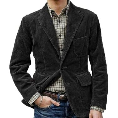 Imagem de Jaqueta De Veludo Cotelê Retrô Masculina Plus Size Jaqueta Casual Solta, Black, S