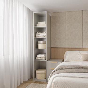 Imagem de Guarda-roupa Modular 40cm Sem Portas Com Prateleiras Jade Cabecasa Madeiramadeira Cinza Urbano