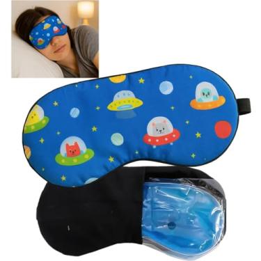 Imagem de Mascara De Dormir Tapa Olho Gel Termico Infantil Embutido Confortável Unissex Viagem Anti Olheiras Bloqueio de Luz Blackout Claridade Premium Repouso Tampão Protetor Divertido Motivacional (Azul)