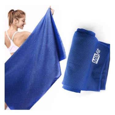 Imagem de Toalha Microfibra Refrescante Secagem Rápida Fit Esporte - MBFit, Azul