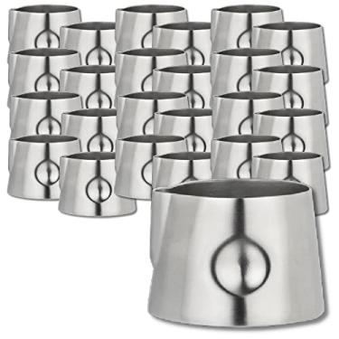 Imagem de Steelite International 7600CV029 Cremes de aço inoxidável, recipiente para servir café Expresso para creme ou leite, dispensador de espuma de metal com acabamento acetinado, 100 ml, 48 peças