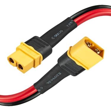 Imagem de Cabo de extensão XT60 resistente 12AWG com adaptador XT60 de conexão rápida – Gerador solar, estação de energia portátil e bateria RC compatível (2 pés) - conector impermeável de alta corrente para