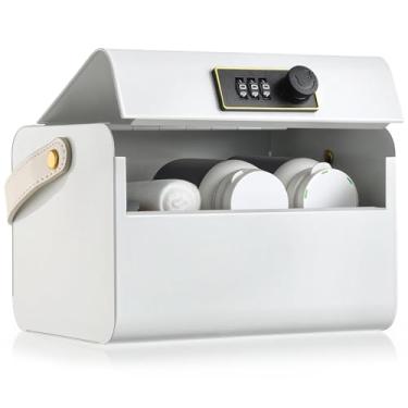 Imagem de Honeydak Caixa de medicamentos trancada para medicamentos, caixa de armazenamento de metal com trava segura, geladeira, lanches, recipiente de telefone com código de combinação para itens privados