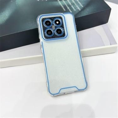 Imagem de Capa de silicone transparente com glitter luminoso neon para Xiaomi 14 13 Pro 14Pro 13Pro, proteção de câmera, capa traseira macia à prova de choque, azul, para Xiaomi 13