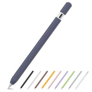Imagem de SSS·GRGB Estojo de silicone ultrafino para Apple Pencil (USB-C) 2023, acessórios para Apple Pencil, toque duplo, capa para lápis de silicone (azul noturno, 1 pacote)