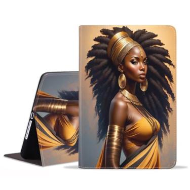 Imagem de FQTBCEARI Capa para Samsung Galaxy Tab S9 FE 5G 10,9 polegadas/Galaxy Tab S9 11 polegadas (2023), capa fina de couro PU com suporte para despertar/hibernar automaticamente, mulheres africanas