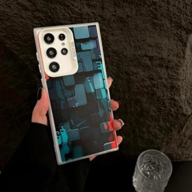 Imagem de MVVKKY para Samsung A56 Luxury Colorful Block Phone Case Pc Plating Cover (para Samsung A56/Branco LvMoF)