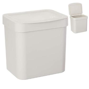 Imagem de Lixeira Cesto De Lixo Pia Cozinha Banheiro 4,7l Tampa BEGE - OU