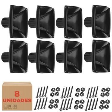 Imagem de Kit 8 Cornetas LC 07-DH200 Retangular Com Parafusos Preta - PERMAK
