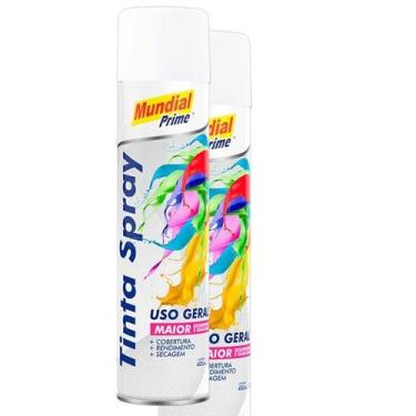 Imagem de Kit 2 Tinta Spray Uso Geral Branco Fosco Mundial Prime, Único