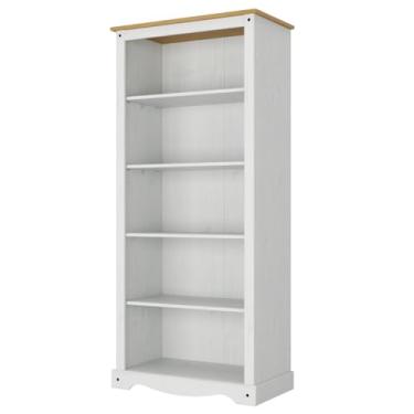 Imagem de Estante com 5 Nichos de Madeira Maciça Branco Lavado