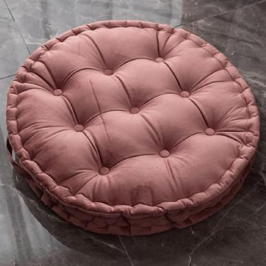 Imagem de Almofadas De Assento De Almofada De Chão Redondas Almofadas Acolchoadas Sólidas Grossas Almofada De Meditação De Chão Redonda Com Alça De Transporte Para Cadeira De Ch, Light Gray