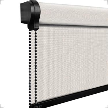 Imagem de Cortina Persiana de Rolo, rollon, rolô Tela Solar, screen 3% cor Bege - (SEM BANDÔ) - COMANDO DIREITO (BEGE - Acabamento Preto, 1,30 (lar) x 2,40 (alt))