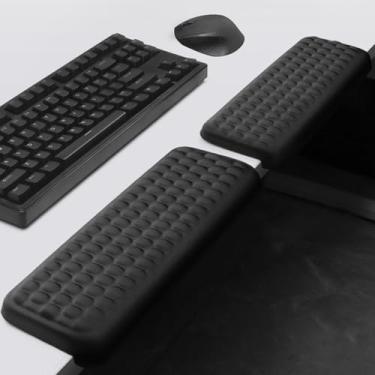 Imagem de MAAOBR Apoio de pulso para teclado, Apoio de pulso em formato de L para mesa, Suporte de borda de mesa em espuma viscoelástica, design ergonômico para longas horas de trabalho(2pcs)