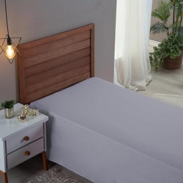 Imagem de Lençol Cama Solteiro 300 Fios 100% Algodão Sem Elástico Cama Box 30cm Altura Tecido Macio Qualidade (CINZA)