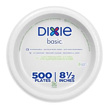 Imagem de Pratos de jantar de papel básico Dixie DBP09WCT branco de 21,6 cm de diâmetro, pacote com 125/4/caixa