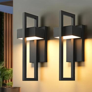 Imagem de Luzes de parede modernas para ambientes externos 3000K LED integrado iluminação de arandelas de parede externa, luminárias externas contemporâneas para montagem de parede externa para varanda, porta