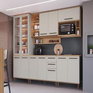 Imagem de Cozinha Modulada Completa 8 Peças com Cristaleira 12 Portas 2 Gavetas Isabelle Freijó / Arenas