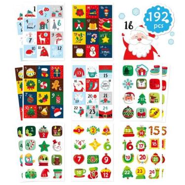 Imagem de Adesivos numéricos do calendário do advento de Natal OTAITY 16 folhas