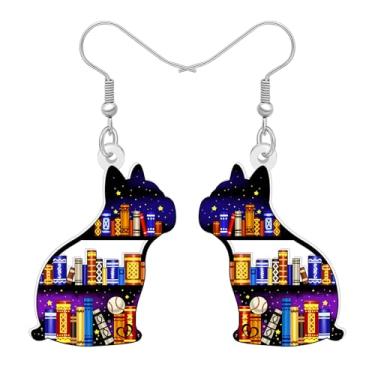 Imagem de LONYOO Brincos de acrílico descolados para cães, estante, livros, joias para livros, presentes para amantes de livros, mulheres, leitoras, professores, agradecimento, presentes de volta às aulas
