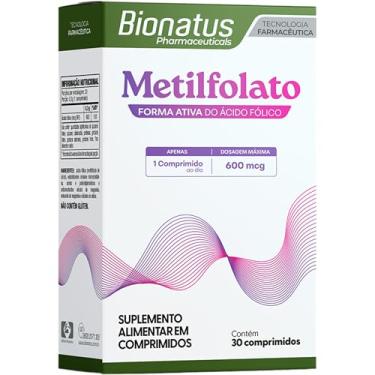 Imagem de Bionatus, Metilfolato, Suplemento alimentar, Metilfolato 600mcg, 30 cápsulas • 30 doses, Branco