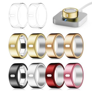 Imagem de Snyeest Capa compatível com Oura Ring 4/Gen 3 Heritage/Gen 3 Horizon, carrega diretamente, anel elástico polido TPU robusto protetor de manga de dedo para treino, academia, mulheres, homens, 10