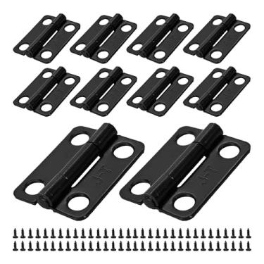 Imagem de bociloy 10 peças de dobradiças de armário de aço inoxidável pretas de 2,5 cm, mini dobradiças dobráveis para porta de madeira, caixa de madeira, pequenos artesanatos (25 x 19 mm)