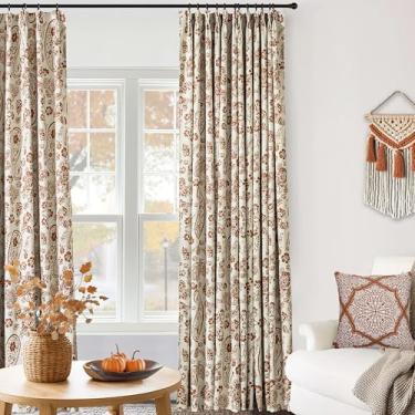 Imagem de Cortinas blecaute plissadas para sala de estar, boêmio, outono, estampa floral, terracota, eclético, aconchegante, outono, campo, casa de fazenda, estilo primitivo, cortinas para sala de jantar