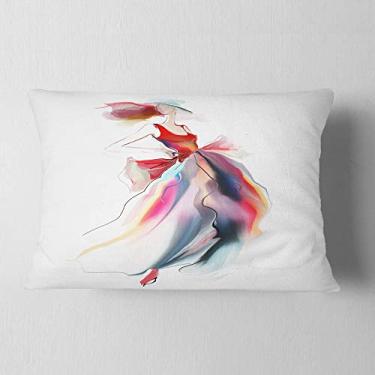 Imagem de Designart Vestido retrô moderno de arte digital retrato sala de estar, sofá, enchimento de almofada + capa de almofada impressa em ambos os lados 30,5 x 50,8 cm