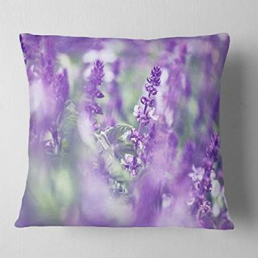 Imagem de Designart Linda manta de flor de menta roxa, sala de estar, sofá, enchimento de alta qualidade + capa de almofada impressa em ambos os lados 45,72 x 45,72 cm