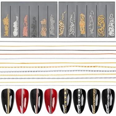 Imagem de Lifextol Berloques de unhas douradas, pedras preciosas, unhas, strass, caixa de lixo para acrílico prensa em unhas, design de arte, 3D Y2K berloque de joia, berloque de unhas falsas, conjunto de pinos