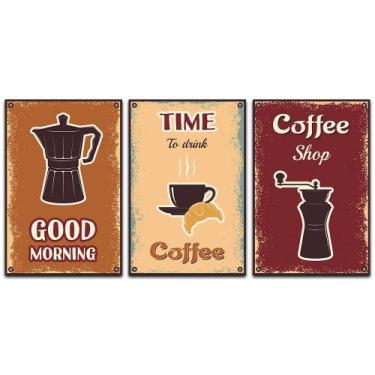 Imagem de Kit Placas Quadros Decorativos 3 pçs 20x30 Cantinho do café - SHD  Sol