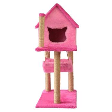 Imagem de Arranhador Para Gatos Casa Com Rede - Rosa