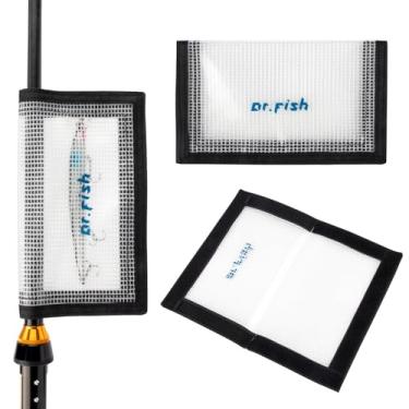 Imagem de Dr.Fish Pacote com 3 envoltórios de iscas de pesca, capas de fichário de PVC transparente com patch mágico, suporte protetor seguro de armazenamento em 2 tamanhos para ganchos, várias iscas, vara e