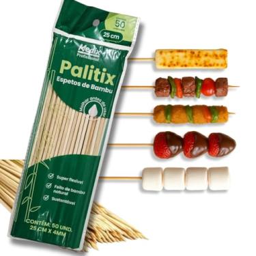 Imagem de 50 Espeto Palito Bambu 25cm Churrasco Doce Buffet Artesanato Natural