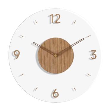 Imagem de KiBcsLic Relógio de parede de madeira acrílico com movimento silencioso, presente de 12 polegadas, decoração para casa, relógio decorativo de parede para, Redondo