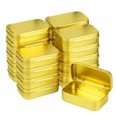 Imagem de Pequena caixa de metal com tampa, latas de metal com tampas, lenços, recipiente de armazenamento, mini caixa portátil, lata articulada vazia, para organizar jarra de doces de menta, costura (dourada