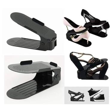 Imagem de Kit 20 Organizadores de sapatos, saltos e tênis com regulagem de altura - Preto