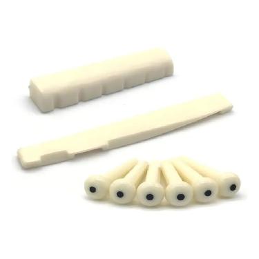 Imagem de Peças Para Violão De Aço Rastilho Pestana Nut E Pinos Jogo