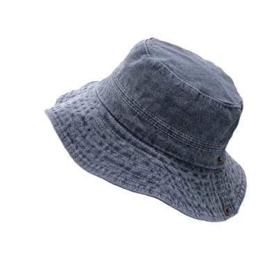 Imagem de Chapéu de pescador feminino de cowboy com botão flip chapéu panamá chapéu de bacia ajustável chapéu de sol para pesca ao ar livre cinza 9 tamanho único