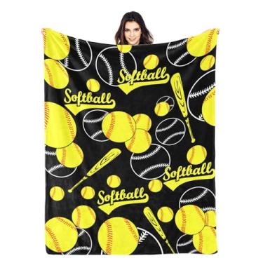 Imagem de Cobertor de softball, presentes para meninos e meninas, adultos, estampa de bola esportiva, cobertor macio e aconchegante para sofá-cama 152 cm x 127 cm
