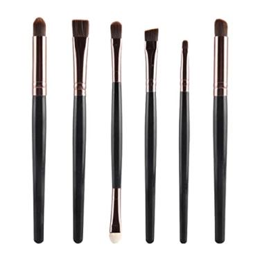 Imagem de Kit de pincéis de maquiagem de sombra sintética macia para delineador de olhos - Conjunto profissional para mistura de líquidos e pó - para viagens - Presente para ela - Versátil - Café preto