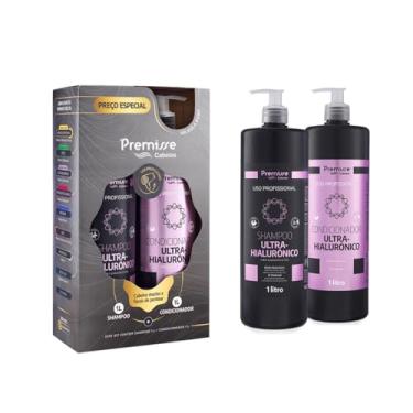 Imagem de Premisse Kit Profissional Shampoo e Condicionador Ultra-Hialurônico, com Ácido Hialurônico e Pantenol, para Todos os Tipos de Cabelo, 2 Litros (1L + 1L), Hidratação Profunda e Brilho